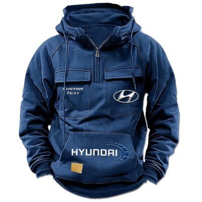 Hyundai Vintage Quarter Zip Hoodie Retro Hoodie LQZ1463 2 Hyundai Vintage Quarter Zip Hoodie Retro Hoodie LQZ1463 2