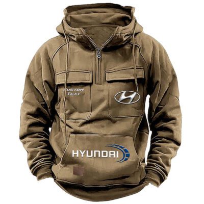 Hyundai Vintage Quarter Zip Hoodie Retro Hoodie LQZ1463 4 Hyundai Vintage Quarter Zip Hoodie Retro Hoodie LQZ1463 4