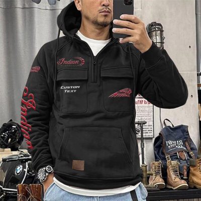 Indian Vintage Quarter Zip Hoodie Retro Hoodie LQZ1180 1 Indian Vintage Quarter Zip Hoodie Retro Hoodie LQZ1180 1