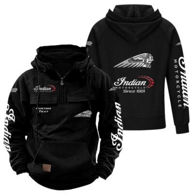 Indian Vintage Quarter Zip Hoodie Retro Hoodie LQZ1327