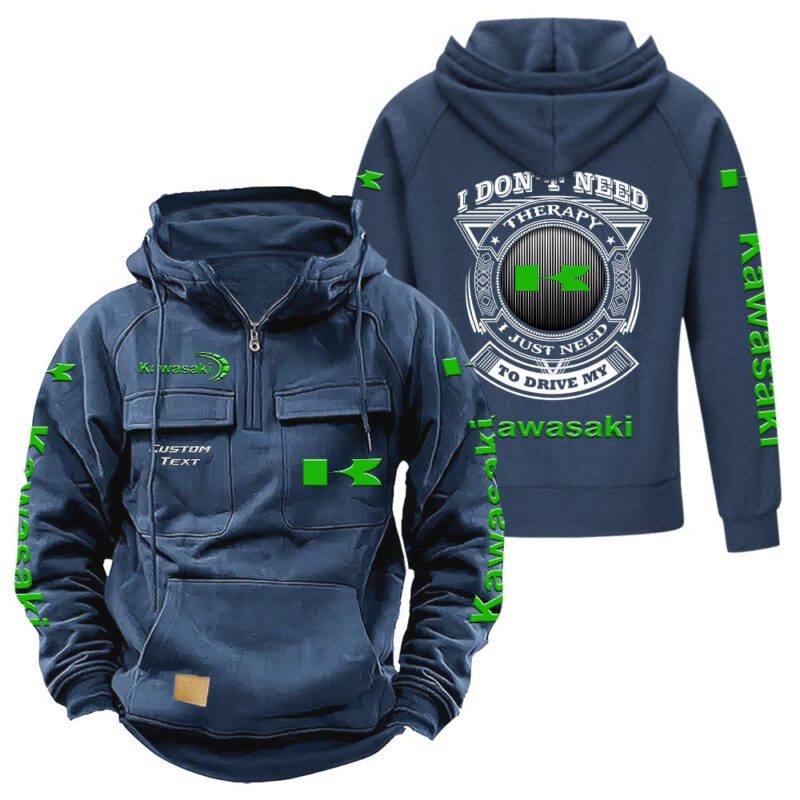 Kawasaki Vintage Quarter Zip Hoodie Retro Hoodie LQZ1204 2