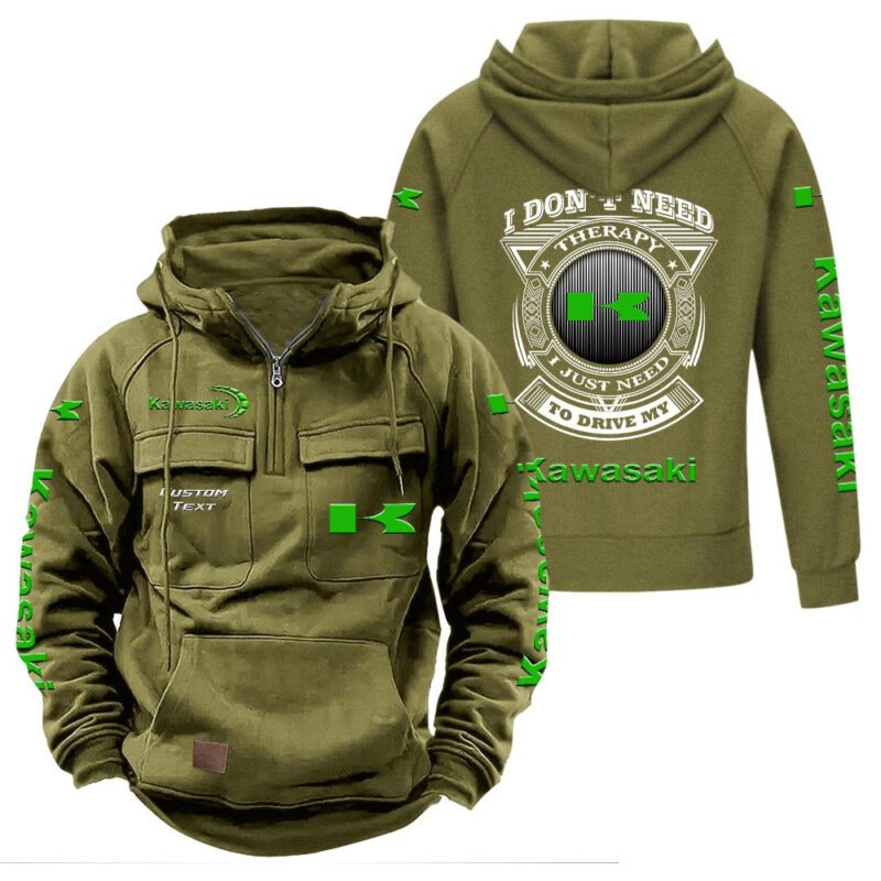 Kawasaki Vintage Quarter Zip Hoodie Retro Hoodie LQZ1204 3