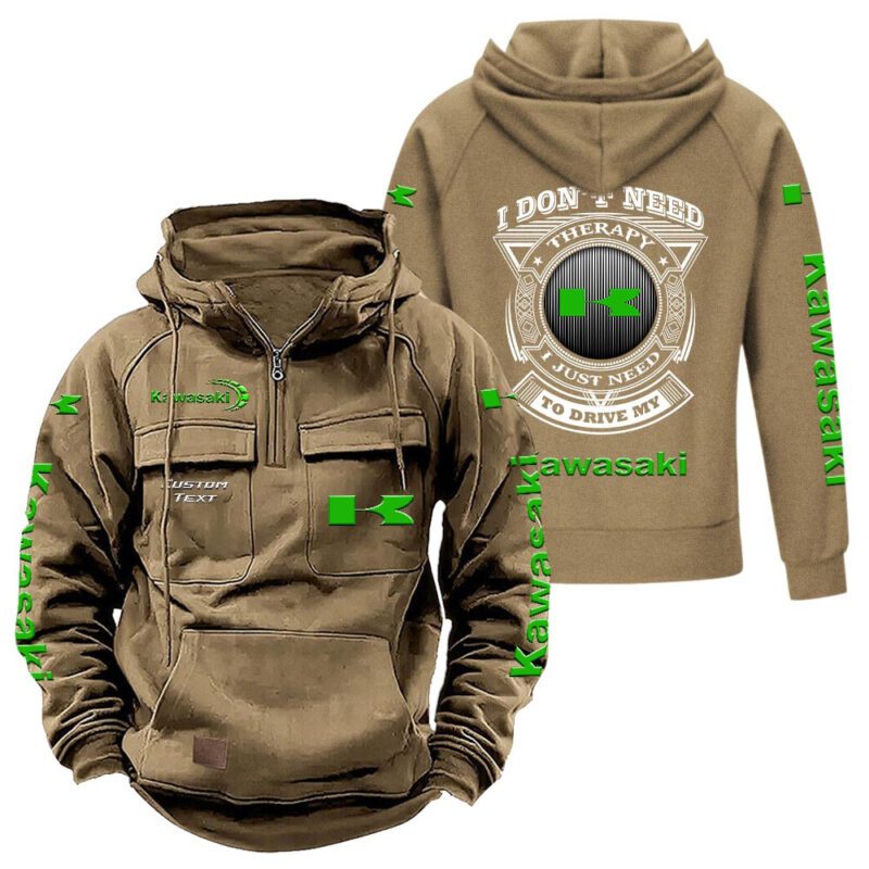 Kawasaki Vintage Quarter Zip Hoodie Retro Hoodie LQZ1204 4