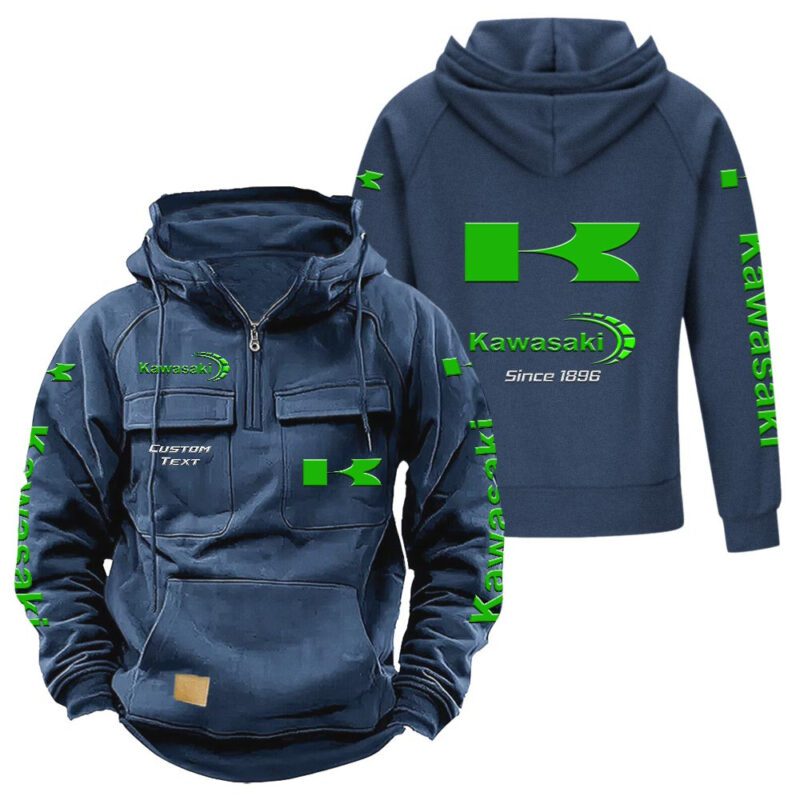 Kawasaki Vintage Quarter Zip Hoodie Retro Hoodie LQZ1337 2
