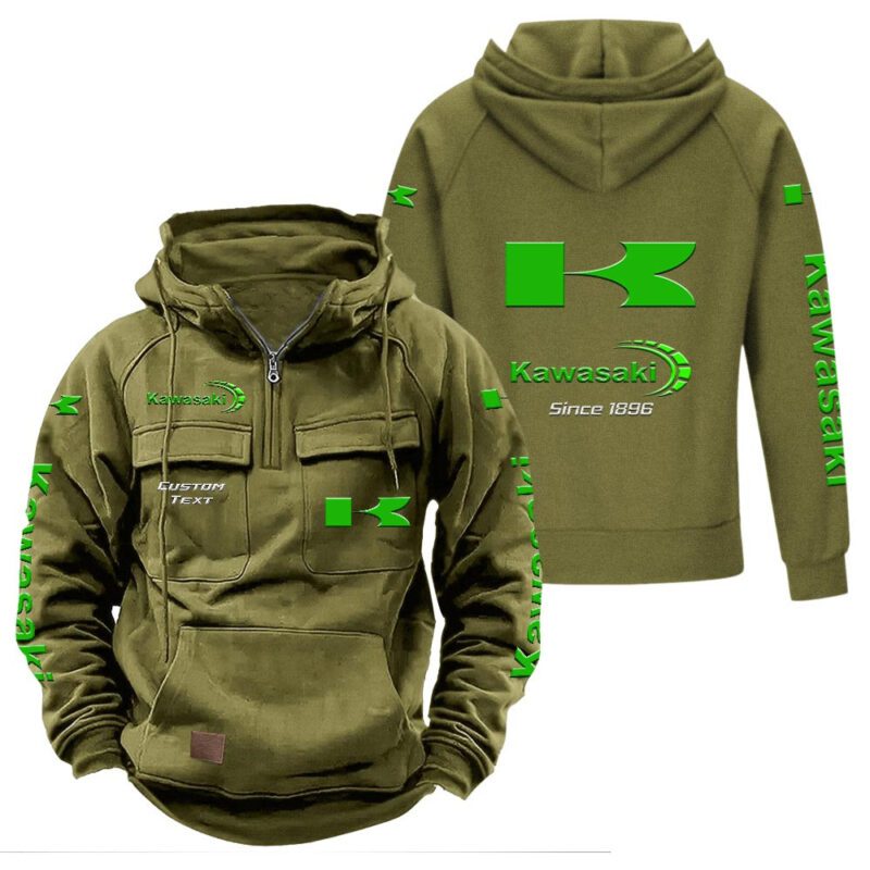 Kawasaki Vintage Quarter Zip Hoodie Retro Hoodie LQZ1337 3