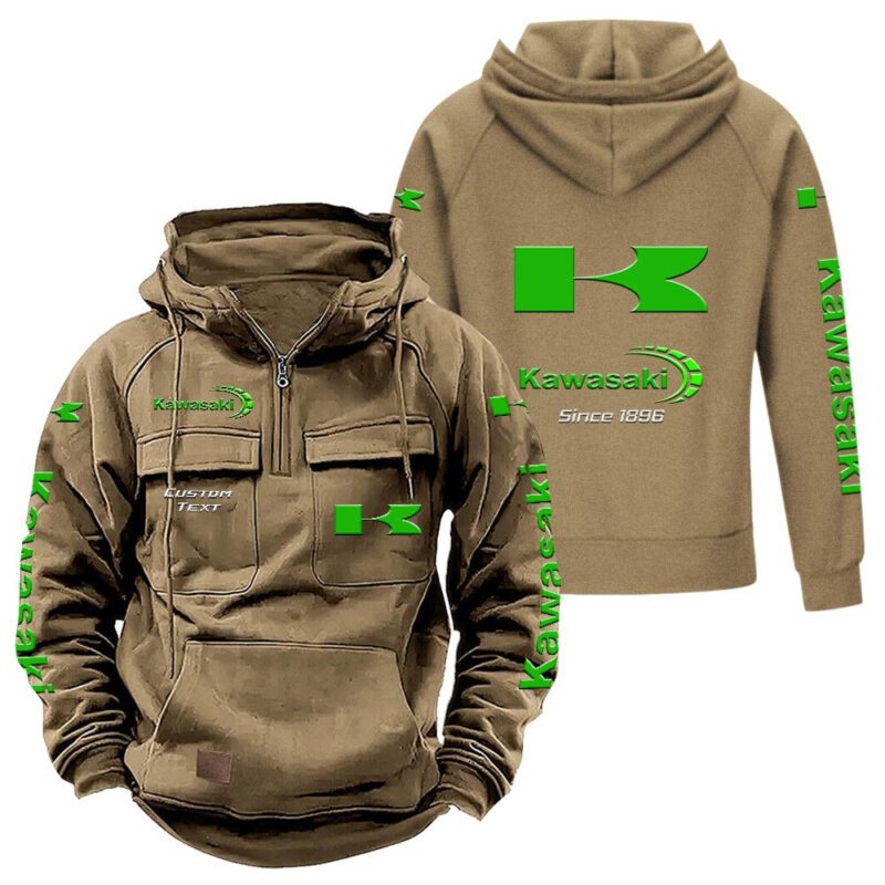 Kawasaki Vintage Quarter Zip Hoodie Retro Hoodie LQZ1337 4