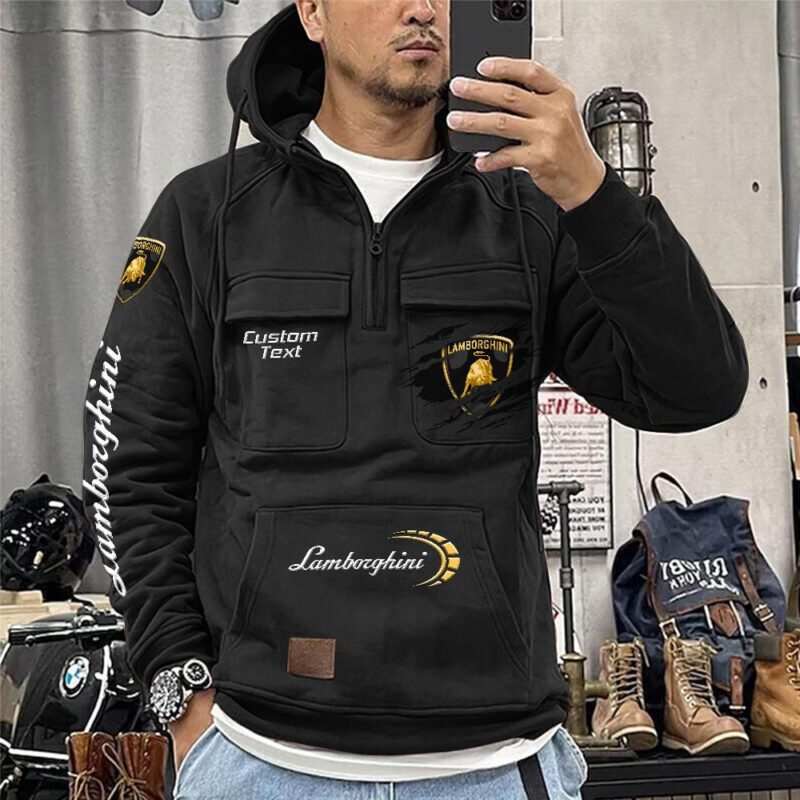 Lamborghini Vintage Quarter Zip Hoodie Retro Hoodie LQZ1071 1
