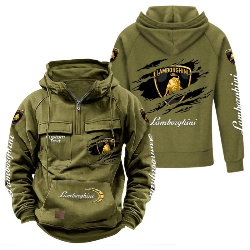 Lamborghini Vintage Quarter Zip Hoodie Retro Hoodie LQZ1071 3