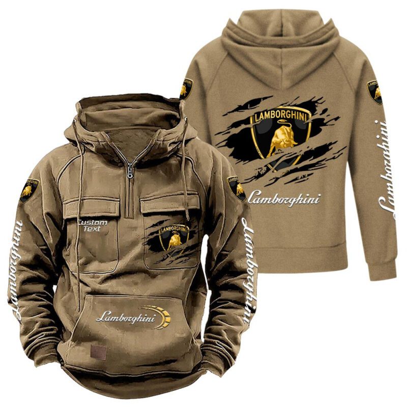 Lamborghini Vintage Quarter Zip Hoodie Retro Hoodie LQZ1071 4