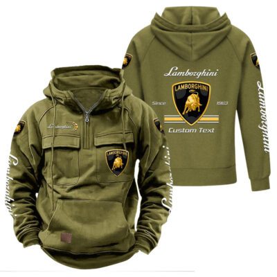 Lamborghini Vintage Quarter Zip Hoodie Retro Hoodie LQZ1105 3