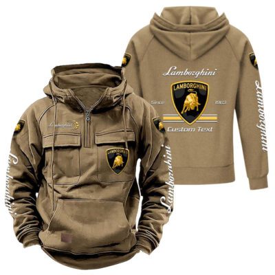 Lamborghini Vintage Quarter Zip Hoodie Retro Hoodie LQZ1105 4