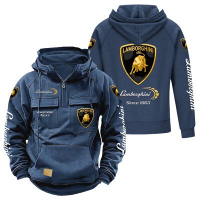 Lamborghini Vintage Quarter Zip Hoodie Retro Hoodie LQZ1347 2