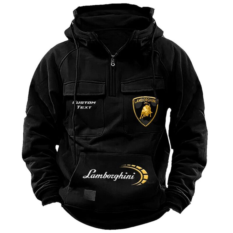 Lamborghini Vintage Quarter Zip Hoodie Retro Hoodie LQZ1475 1