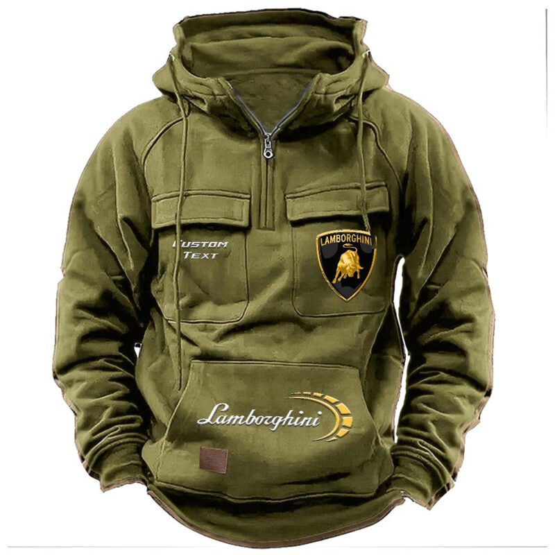 Lamborghini Vintage Quarter Zip Hoodie Retro Hoodie LQZ1475 3