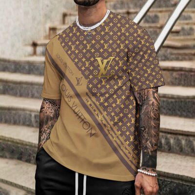 Louis Vuitton Logo Brown Premium Luxury Brand Unisex T-Shirt DRT1036