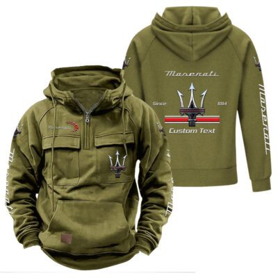 Maserati Vintage Quarter Zip Hoodie Retro Hoodie LQZ1164 3