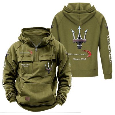Maserati Vintage Quarter Zip Hoodie Retro Hoodie LQZ1385 3