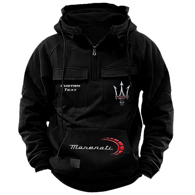Maserati Vintage Quarter Zip Hoodie Retro Hoodie LQZ1446 1