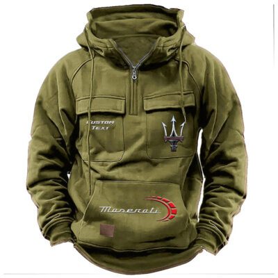 Maserati Vintage Quarter Zip Hoodie Retro Hoodie LQZ1446 3