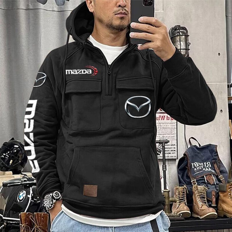 Mazda Vintage Quarter Zip Hoodie Retro Hoodie LQZ1091 1