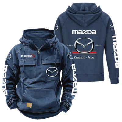 Mazda Vintage Quarter Zip Hoodie Retro Hoodie LQZ1091 2