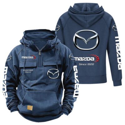 Mazda Vintage Quarter Zip Hoodie Retro Hoodie LQZ1381 2