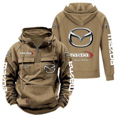 Mazda Vintage Quarter Zip Hoodie Retro Hoodie LQZ1381 4