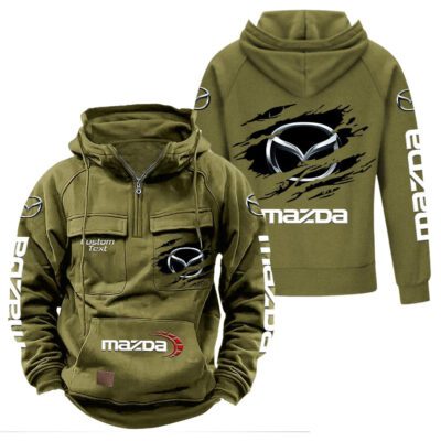 Mazda Vintage Quarter Zip Hoodie Retro Hoodie LQZ1577 3