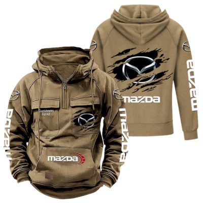 Mazda Vintage Quarter Zip Hoodie Retro Hoodie LQZ1577 4