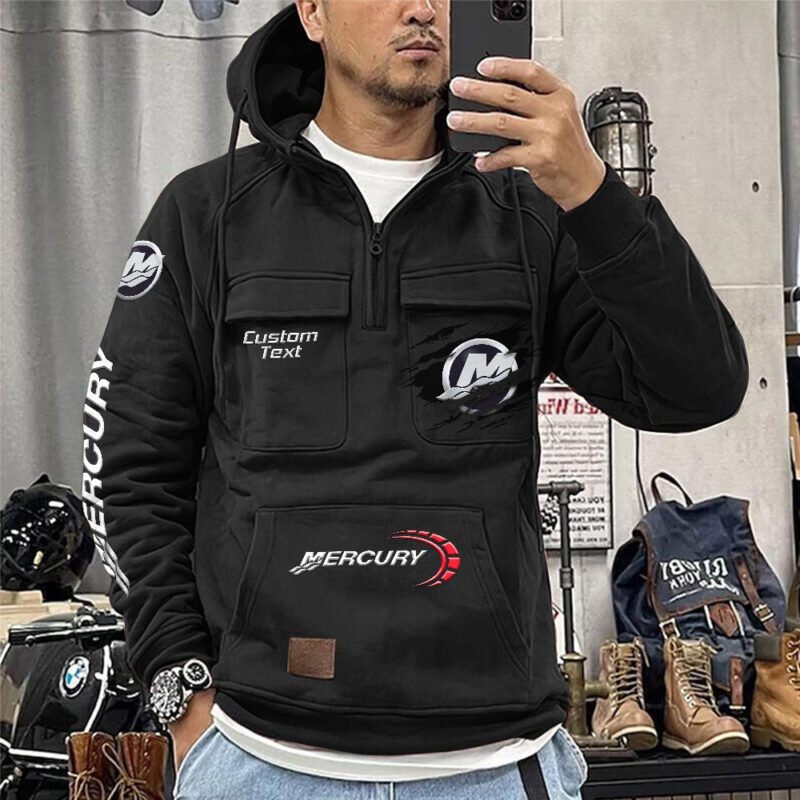 Mercury Marine Vintage Quarter Zip Hoodie Retro Hoodie LQZ1057 1
