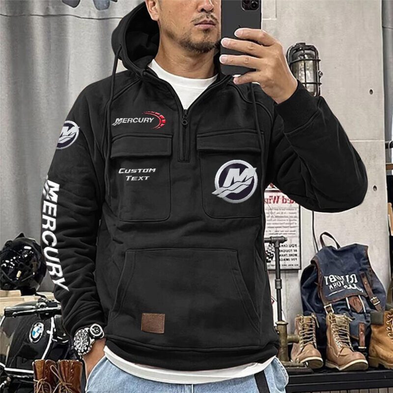 Mercury Marine Vintage Quarter Zip Hoodie Retro Hoodie LQZ1431 1