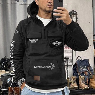 Mini Cooper Vintage Quarter Zip Hoodie Retro Hoodie LQZ1012 1 Mini Cooper Vintage Quarter Zip Hoodie Retro Hoodie LQZ1012 1