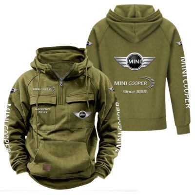 Mini Cooper Vintage Quarter Zip Hoodie Retro Hoodie LQZ1417 3 Mini Cooper Vintage Quarter Zip Hoodie Retro Hoodie LQZ1417 3
