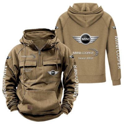 Mini Cooper Vintage Quarter Zip Hoodie Retro Hoodie LQZ1417 4 Mini Cooper Vintage Quarter Zip Hoodie Retro Hoodie LQZ1417 4