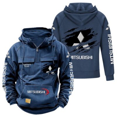 Mitsubishi Vintage Quarter Zip Hoodie Retro Hoodie LQZ1031 2 Mitsubishi Vintage Quarter Zip Hoodie Retro Hoodie LQZ1031 2