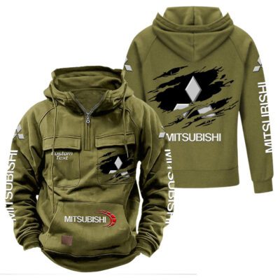 Mitsubishi Vintage Quarter Zip Hoodie Retro Hoodie LQZ1031 3 Mitsubishi Vintage Quarter Zip Hoodie Retro Hoodie LQZ1031 3