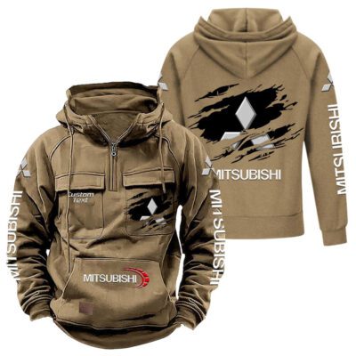 Mitsubishi Vintage Quarter Zip Hoodie Retro Hoodie LQZ1031 4 Mitsubishi Vintage Quarter Zip Hoodie Retro Hoodie LQZ1031 4