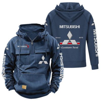 Mitsubishi Vintage Quarter Zip Hoodie Retro Hoodie LQZ1075 2 Mitsubishi Vintage Quarter Zip Hoodie Retro Hoodie LQZ1075 2
