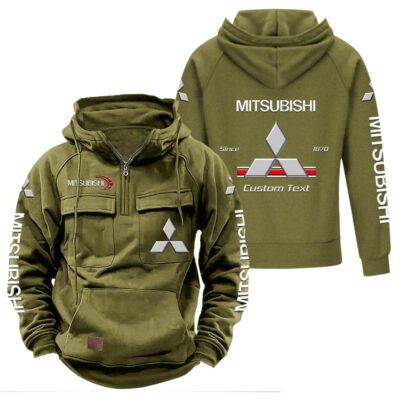 Mitsubishi Vintage Quarter Zip Hoodie Retro Hoodie LQZ1075 3 Mitsubishi Vintage Quarter Zip Hoodie Retro Hoodie LQZ1075 3