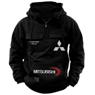 Mitsubishi Vintage Quarter Zip Hoodie Retro Hoodie LQZ1452 1 Mitsubishi Vintage Quarter Zip Hoodie Retro Hoodie LQZ1452 1