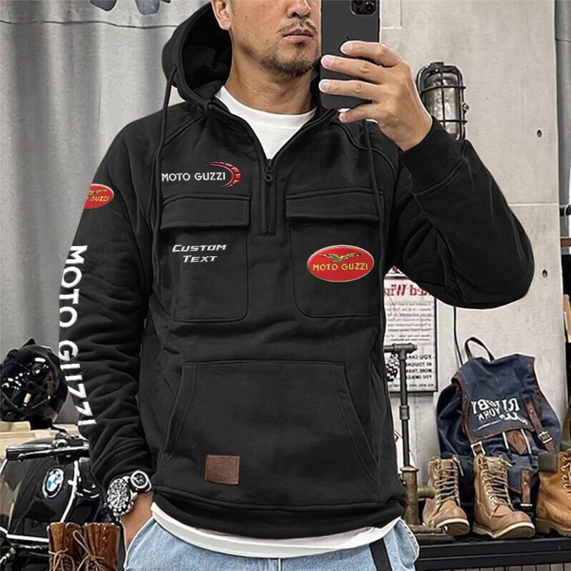 Moto Guzzi Vintage Quarter Zip Hoodie Retro Hoodie LQZ1316 1
