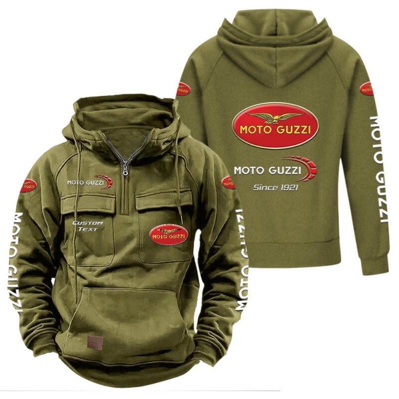 Moto Guzzi Vintage Quarter Zip Hoodie Retro Hoodie LQZ1316 3