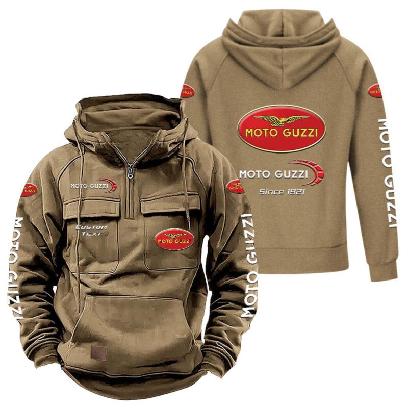 Moto Guzzi Vintage Quarter Zip Hoodie Retro Hoodie LQZ1316 4
