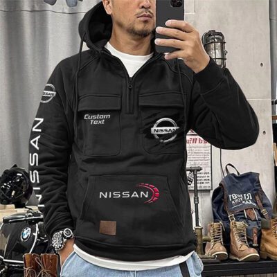 Nissan Vintage Quarter Zip Hoodie Retro Hoodie LQZ1065 1 Nissan Vintage Quarter Zip Hoodie Retro Hoodie LQZ1065 1
