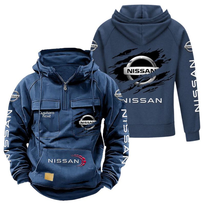 Nissan Vintage Quarter Zip Hoodie Retro Hoodie LQZ1065 2