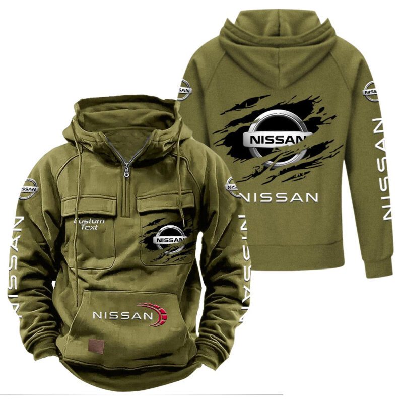 Nissan Vintage Quarter Zip Hoodie Retro Hoodie LQZ1065 3