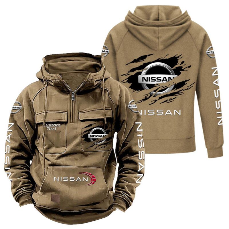 Nissan Vintage Quarter Zip Hoodie Retro Hoodie LQZ1065 4