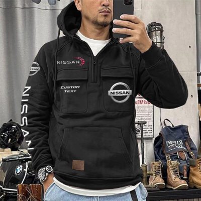 Nissan Vintage Quarter Zip Hoodie Retro Hoodie LQZ1254 1 Nissan Vintage Quarter Zip Hoodie Retro Hoodie LQZ1254 1