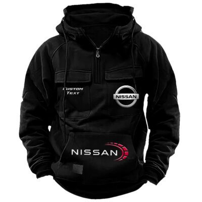 Nissan Vintage Quarter Zip Hoodie Retro Hoodie LQZ1487 1