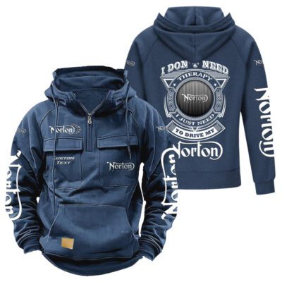 Norton Vintage Quarter Zip Hoodie Retro Hoodie LQZ1187 2 Norton Vintage Quarter Zip Hoodie Retro Hoodie LQZ1187 2